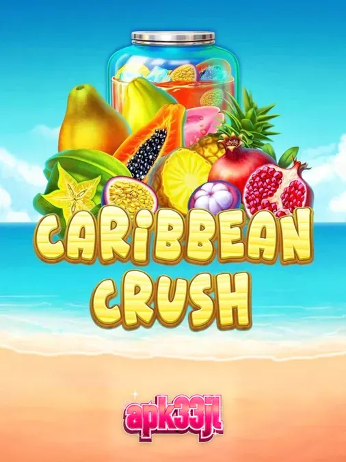 Tampilan visual slot Caribbean Crush dengan tema tropis dan buah-buahan segar.